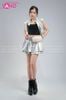  Outfit Phối Sẵn (HAG0201 Áo Gile Bạc Croptop Nữ phối HVQ0202 Váy Xếp Li Bạc 2 Tầng Khoen - PNA0206 Nịt Thắt Lưng Y2K Ánh Kim Bạc Phối Lông) 