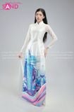  TAC0024 Áo Dài Nữ - Phong Cảnh Tháp Bitexco 