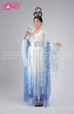  TNQ0810 Hán Phục Hóa Trang Hằng Nga Hoạ Tiết Hoa Tuyết - Xanh Dương 