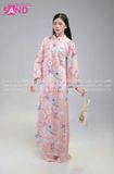  TAC1504 Áo Dài Nữ Cách Tân Hoạ Tiết Thêu Kim Sa Đính Đá 4 Tà - Màu Hồng 