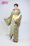  TNN0901 Áo Kimono Trễ Vai Hoạ Tiết - Xanh 