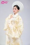  TCB0303 Nhật Bình Vải Tơ Thêu Hạc Màu Vàng 