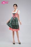  TND0406 Đầm Lễ Hội Bia Đức Nữ Caro Đỏ - Xanh Lá Hoạ Tiết 