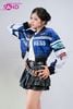 OUTFIT PHỐI SẴN (HAK0808 Áo Khoác Thun Khóa Kéo Croptop Biker - Xanh Dương phối HVV0101 Váy Xếp Li 2 Tầng Khoen Màu Đen) 