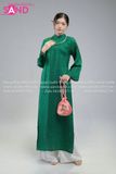  TAC0934 Áo Dài Tằm Óng 2 Tà - Xanh Lá Đậm 