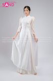  TAC0018 Áo Dài Nữ 4 Tà Tay Bồng Voan - Trắng 
