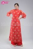  TAC0439 Áo Dài Nữ Cách Tân Gấm Thọ Thêu Hoạ Tiết - Đỏ 
