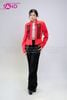  OUTFIT PHỐI SẴN (HAK0403 Áo Khoác Đỏ Dài Tay Gài Nút Cổ Đứng Kiểu Pháp phối HQD0105 Quần Tây Đen Nữ) 