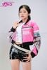  OUTFIT PHỐI SẴN (HAK0507 Áo Khoác Thun Croptop Khóa Kéo Biker - Hồng phối HQA0102 Quần Short Da Bóng Ôm Body) 