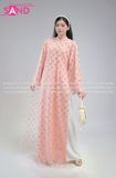  TAC1507 Áo Dài Nữ Cách Tân Hoạ Tiết Thêu Kim Sa 4 Tà - Hồng 