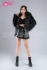 Outfit Phối Sẵn - (HAF0102 Áo Khoác Lông Form Croptop Đen phối HAQ0101 Áo Quây 2 Dây Da Bóng Đen - HVV0101 Váy Xếp Li 2 Tầng Khoen Màu Đen) 