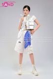  Outfit Phối Sẵn (HAG0201 Áo Gile Croptop Bạc Nữ phối HST0008 Quần Short Ống Rộng Túi Hộp - Trắng) 