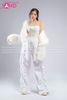  Outfit Phối Sẵn - (HAF0003 Áo Khoác Lông Form Croptop Trắng phối HAQ0001 Áo 2 Dây Cúp Ngực Tua Rua Trắng - HQC0001 Quần Dù Ống Rộng Phối Chun Dây Rút Trắng) 