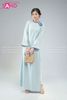  TAC0827 Áo Dài Nữ Cổ Tròn Vân Xanh 