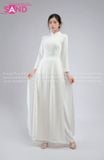  TAA0007 Áo Dài Nữ 4 Tà Cổ 3 Phân - Trắng 