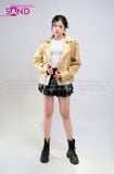  OUTFIT PHỐI SẴN (HAD0303 Áo Khoác Da Vàng Đồng phối HVV0101 Váy Xếp Li 2 Tầng Khoen Màu Đen) 