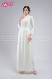  TAA0007 Áo Dài Nữ 4 Tà Cổ 3 Phân - Trắng 