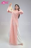  TAC1507 Áo Dài Nữ Cách Tân Hoạ Tiết Thêu Kim Sa 4 Tà - Hồng 