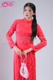  TAC0443 Áo Dài Nữ Gấm Hoa Hồng - Đỏ 