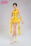  HBH0301 Set Áo Váy Tua Rua Vàng Kèm Bao Tay 