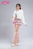  Outfit Phối Sẵn - (HAF0004 Áo Lông Crop Ngắn Trắng phối HAC0009 Áo Croptop Ngắn Tay Phối Móc Khóa Trắng - HVQ0502 Quần Váy Ngắn Xóe 2 Tầng Có Size Hồng) 