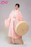  TCL0502 Áo Đối Khâm Vải Sa Hàn Hồng Nhạt In Nhũ 