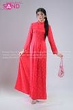  TAC0443 Áo Dài Nữ Gấm Hoa Hồng - Đỏ 