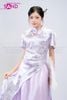  TNQ0704 Sườn Xám Tay Ngắn Dáng Dài Cách Tân Voan - Tím 