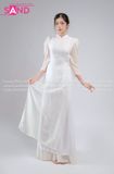  TAC0018 Áo Dài Nữ 4 Tà Tay Bồng Voan - Trắng 