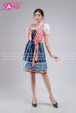  TND0407 Đầm Lễ Hội Bia Đức Nữ Caro Đỏ - Xanh Dương Hoạ Tiết 