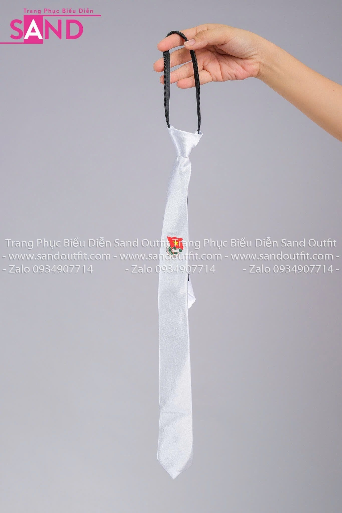  PCV0001 Cà Vạt Đoàn Trắng Thắt Sẵn 