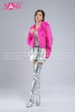  Outfit Phối Sẵn - (HAF0702 Áo Lông Crop Ngắn Tím Hồng phối HAM0201 Áo Croptop Kim Sa Bạc Cổ Chữ U Hở Lưng - HVQ0202 Váy Xếp Li Bạc 2 Tầng Khoen) 