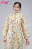  TAC1108  Áo Dài Nữ Cách Tân Hoạ Tiết Thêu Kim Sa Đính Đá 4 Tà - Màu Kem 