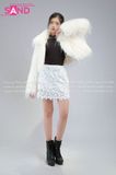  Outfit Phối Sẵn (HAF0003 Áo Khoác Lông Form Croptop Trắng phối HVK0001 Váy Kim Sa Trắng) 