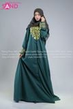  TNO0901 Đầm Hồi Giáo Âu Mỹ Giản Dị, Đầm Dài Abaya - Xanh Lá 