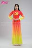  TAA0408 Áo Dài Đỏ Loang Vàng Hoạ Tiết Cờ Đảng Đỏ - Nữ 