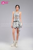  Outfit Phối Sẵn - ( HVX0201 Váy Xếp Li Bạc 2 Tầng Khoen phối HAM0202 Áo Croptop Kim Sa Ánh Kim Bạc Không Tay Tua Tua) 