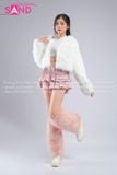  Outfit Phối Sẵn - (HAF0004 Áo Lông Crop Ngắn Trắng phối HAC0009 Áo Croptop Ngắn Tay Phối Móc Khóa Trắng - HVQ0502 Quần Váy Ngắn Xóe 2 Tầng Có Size Hồng) 