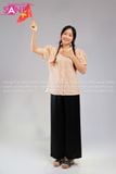  TBB0603 Áo Somi  Nữ Thời Bao Cấp Hoạ Tiết Hoa Nhí Cam - Mẫu 09 