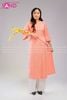  TAC0610 Áo Dài Gấm Hoa Hồng Dáng Suông Có Cổ - Màu Cam Nhạt 