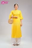  TAC0327 Áo Dài Gấm Suôn Cổ Tròn - Màu Vàng 