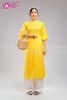  TAC0327 Áo Dài Gấm Suôn Cổ Tròn - Màu Vàng 