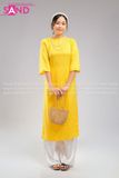  TAC0327 Áo Dài Gấm Suôn Cổ Tròn - Màu Vàng 