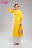  TAC0327 Áo Dài Gấm Suôn Cổ Tròn - Màu Vàng 