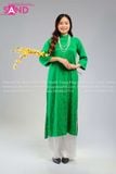  TAC0929 Áo Dài Gấm Hoa Hồng Dáng Suông Có Cổ - Màu Xanh Lá Nhạt 