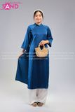  TAC0818 Áo Dài Lụa Tây Thi Xanh Cổ Vịt 