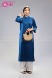  TAC0818 Áo Dài Lụa Tây Thi Xanh Cổ Vịt 