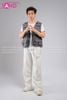  Outfit Phối Sẵn - (HAG1302 Áo Gile Túi Hộp Xám phối HQN0002 Quần Dài Nắp Ngang Trắng Túi Hộp Phối Dây) 