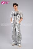  Outfit Phối Sẵn - (HAB0201 Áo Bóng Chày Bạc phối HQD0203 Quần Bạc Ống Suông Túi Hộp Form Cứng ) 