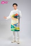  TAD0021 Áo Dài Nam Táp Trắng - Phong Cảnh Cột Cờ Lũng Cú 